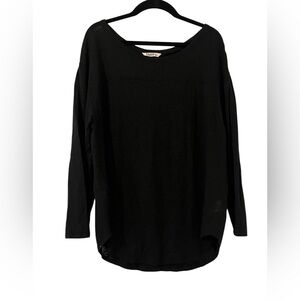 TNA by Aritzia Black Linen Burnout Top | Size Small